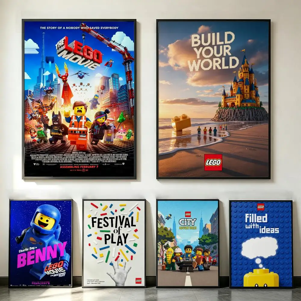 Klassisches LEGO-Poster, HD-Poster, trendiger selbstklebender Wandkunstdruck für Wohnzimmer, Schlafzimmer, Studentenwohnheim, Büro, Zuhause, Geschenk.