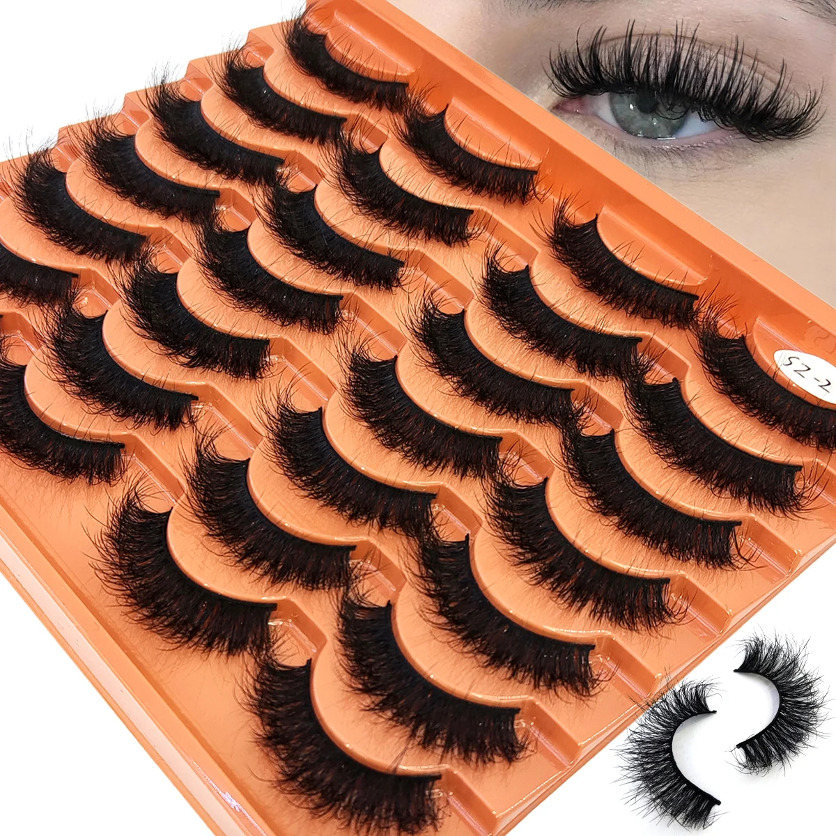 Nouveau 14 paires de cils de vison artificiels 3D faux cils dramatiques cils moelleux faits à la main cils longs naturels