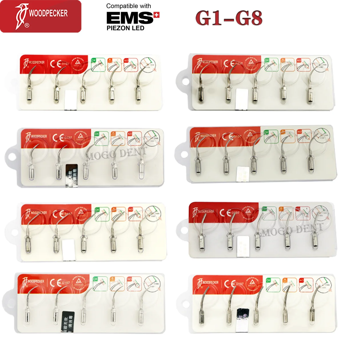 Original Woodpecker Dental Scaler Tips Ultrasonic Scaling Tip G1 G2 G3 G4 G5 G6 G7 G8 Fit For EMS UDS Scaler Handpiece