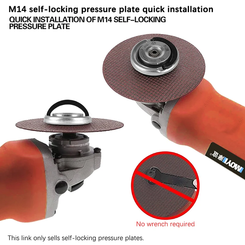 Universal Self-Locking Pressionando Placa Angle Grinder, M14 Thread, Quick Nut, Power Chuck Tools, 1Pc