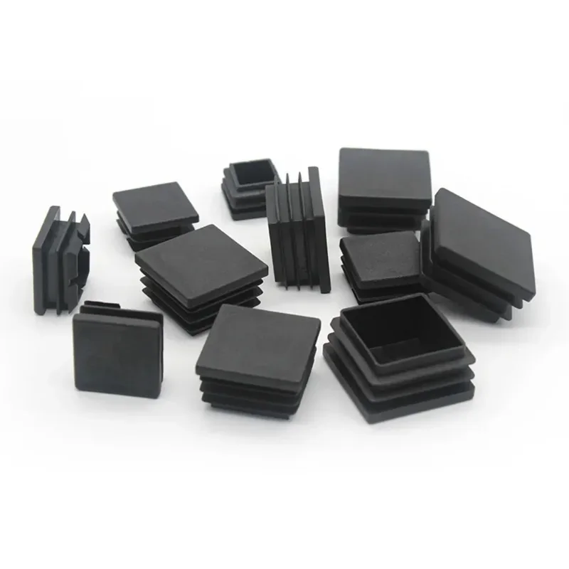 Square Plastic Black Blanking End Caps Furniture Leg Tube Pipe Inserts Plugs Bung Decorative Dust Cover 20x20mm-40x40mm