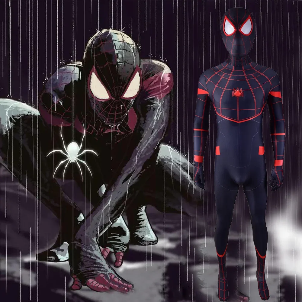 

Superhero Spiderman Homecoming Miles Morales Suit Costume Cosplay Zentai Spandex Jumpsuit Bodysuit Halloween Costume Adult Boys