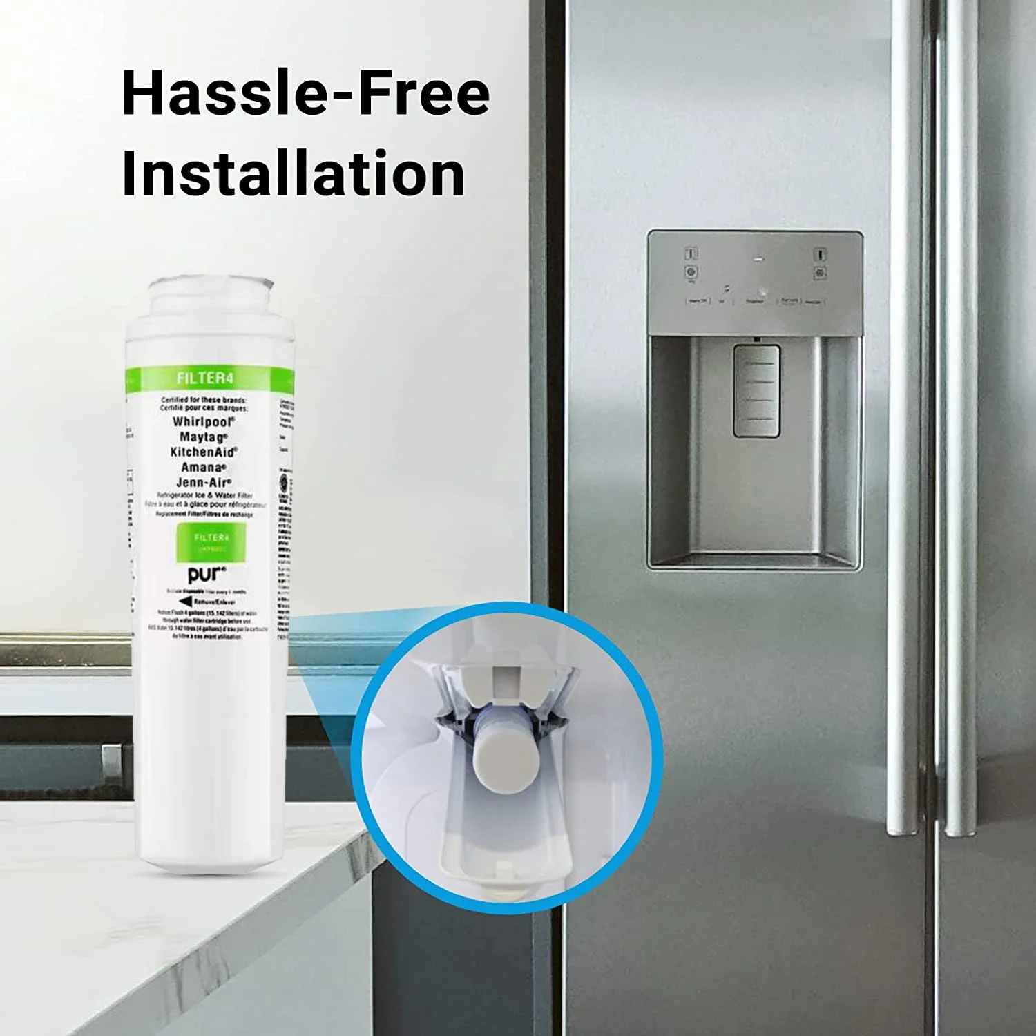 فلتر مياه الثلاجة EDR4RXD1 متوافق مع Maytag UKF8001 4396395 RFC0900A ترشيح طويل الأمد معتمد عالميًا