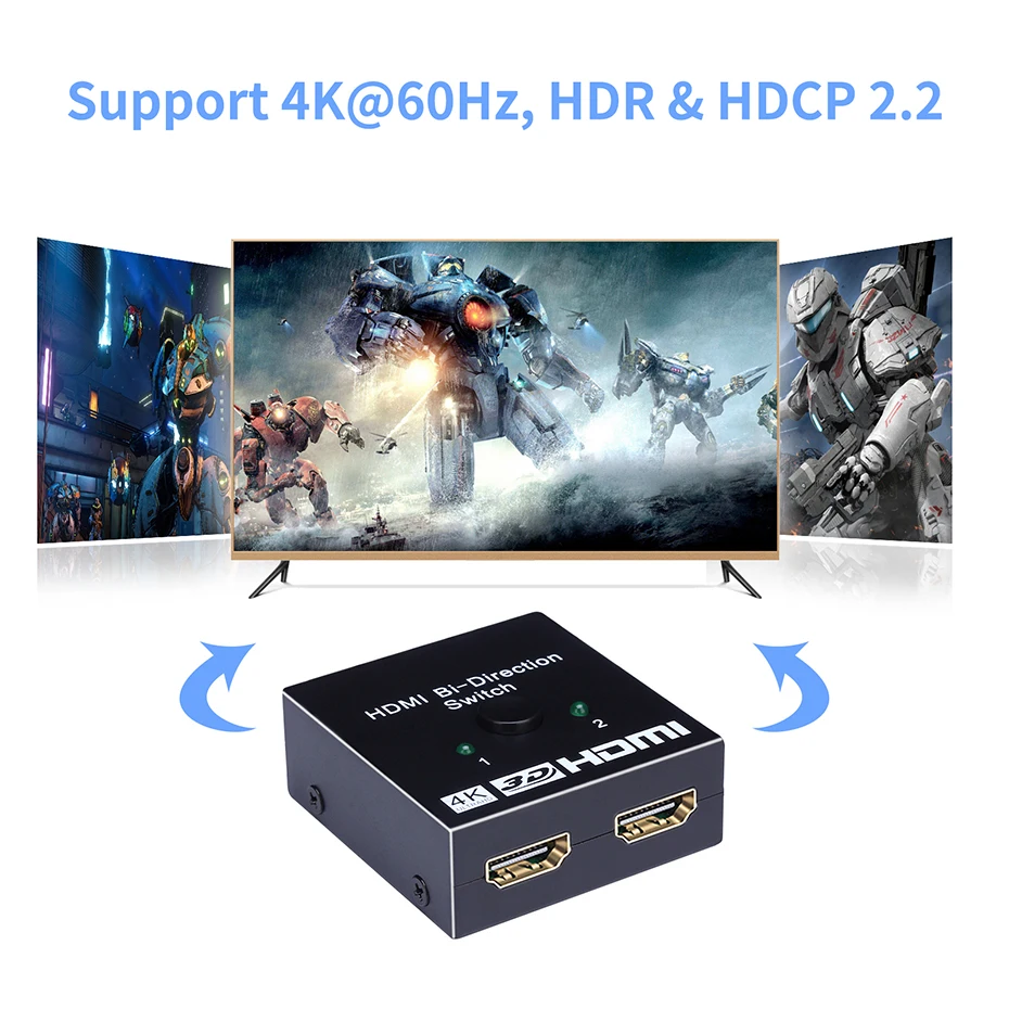 8K HDMI 2.1 przełącznik splitter 4K 60Hz Bi-direction HDMI 2.0 przejściówka HDMI AB przełącznik Splitter 1x2 lub 2x1 dla PS5 Xbox PS4