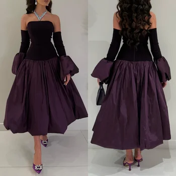 ที่กําหนดเองคุณภาพสูงจีบ A-Line Strapless Midi ชุด Bespoke โอกาส Party Elegant สไตล์จีนแฟชั่น