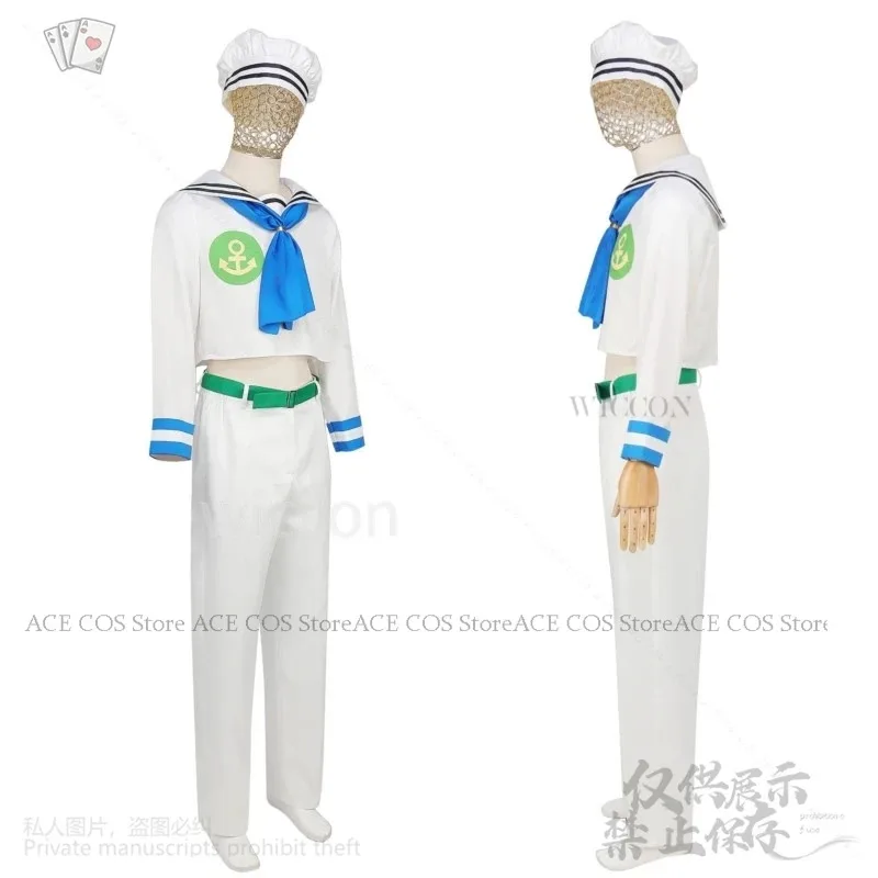 Anime Higashikata Josuke Jo Cosplay Anime Bizarre disfraz DK trajes de marinero blanco uniforme sombrero corbata conjunto Adventuree Jirai Kei