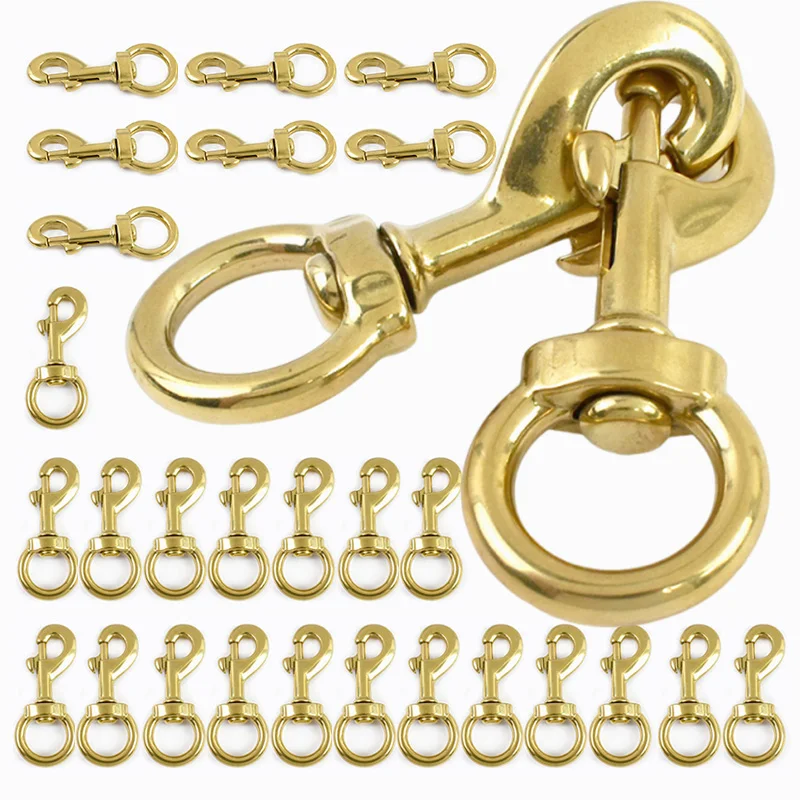 

3Pcs 10-30mm Solid Brass Buckle Swivel Lobster Clasp Dog Collar Bag Carabiner Clips Trigger Snap Hook Leather Crafts Accessories