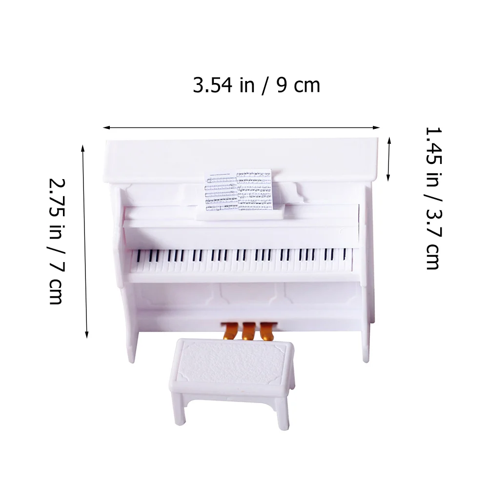 Keyboard Piano rumah boneka, hiasan furnitur Mini dekorasi furnitur bayi bangku plastik anak