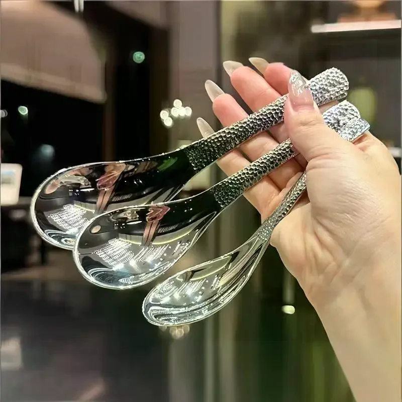 2PCS/4PCS Simple Stainless Steel Spoon Retro Kitchen Tools High End Texture Rice Scoop New Fashion Home Kitchen Meal Spoons