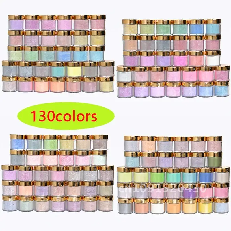 10PCS  1oz/jar Fast Dry Nail Acrylic Powder 2 In 1 French Nails randomly colors  Glitter Gel Polish Nail Lacuqer Cosmetic Powder