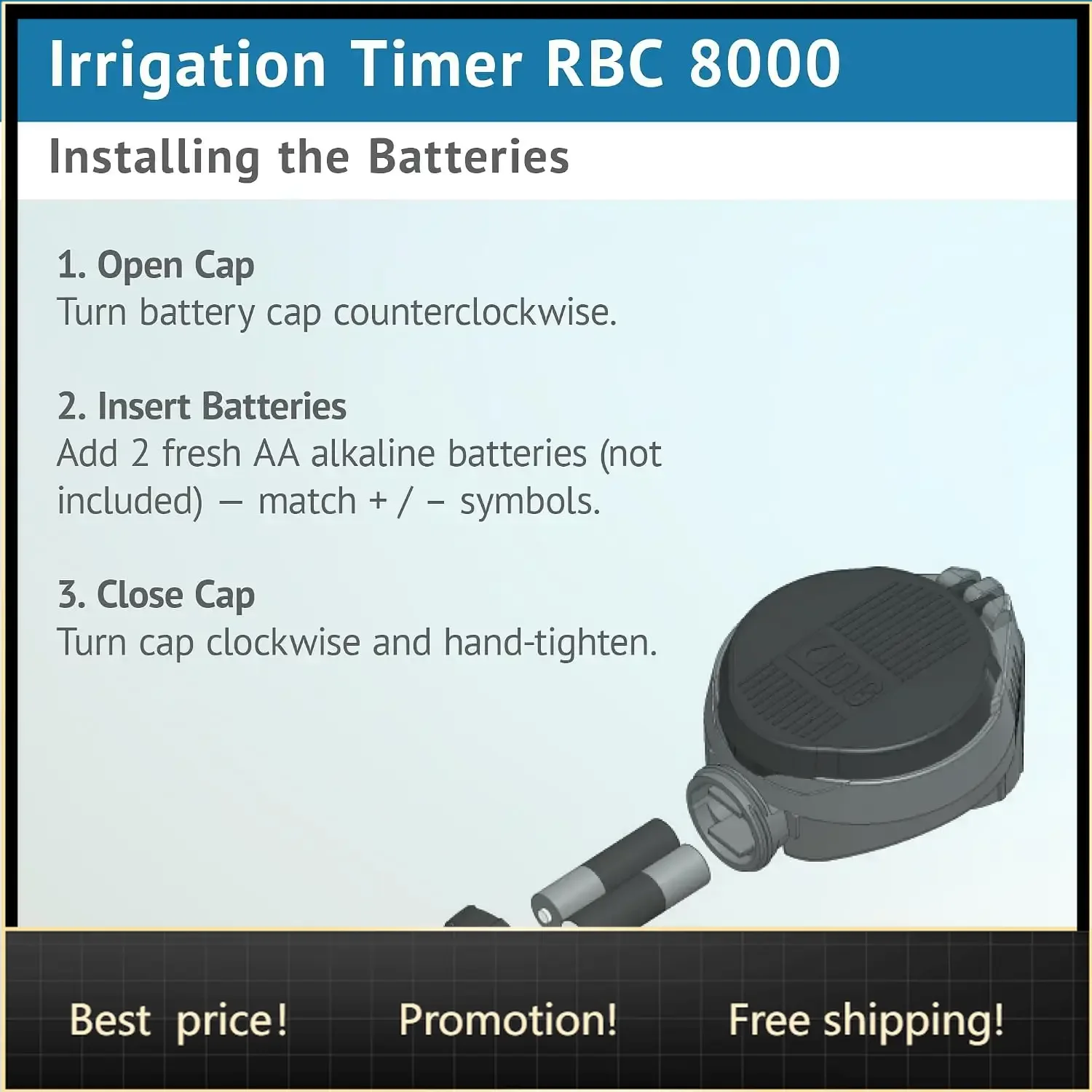 DIG RBC 8000 Battery Powered Irrigation Automatic Controller with 3/4