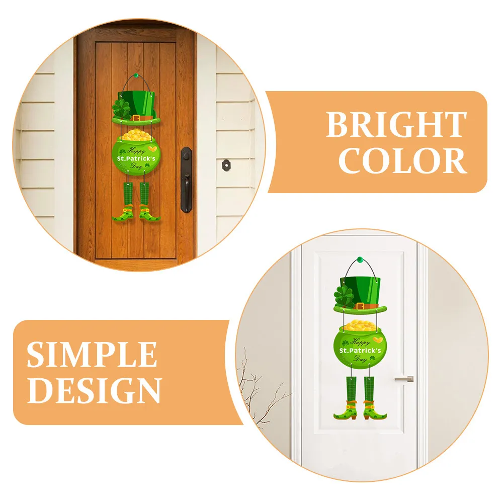 St. Patrick's Day Hanging Tag Shamrock Decorative Paper Sign with Lanyard for Front Door Wall Window Yard Home Party Outdoor
