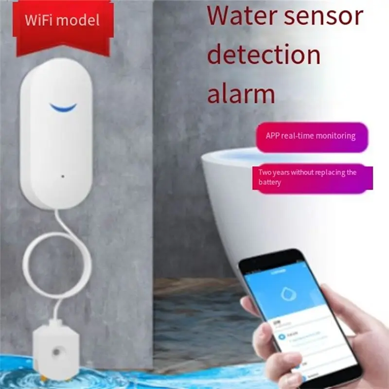 [NEW A09R!】 Tuya Smart Water Level Alarm Wifi Water Immersion Sensor Alarm Water Leak Detector App Remote Monitoring