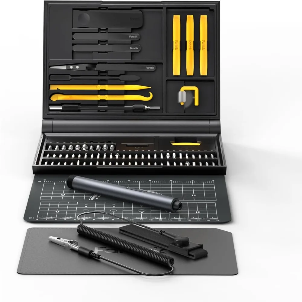 E1 NEX Workstation Precision Electric Screwdriver Kit, 64 Magnetic Bits, 12 Types Fix Tools, 2 Torque Settings, Max. 3 N.m