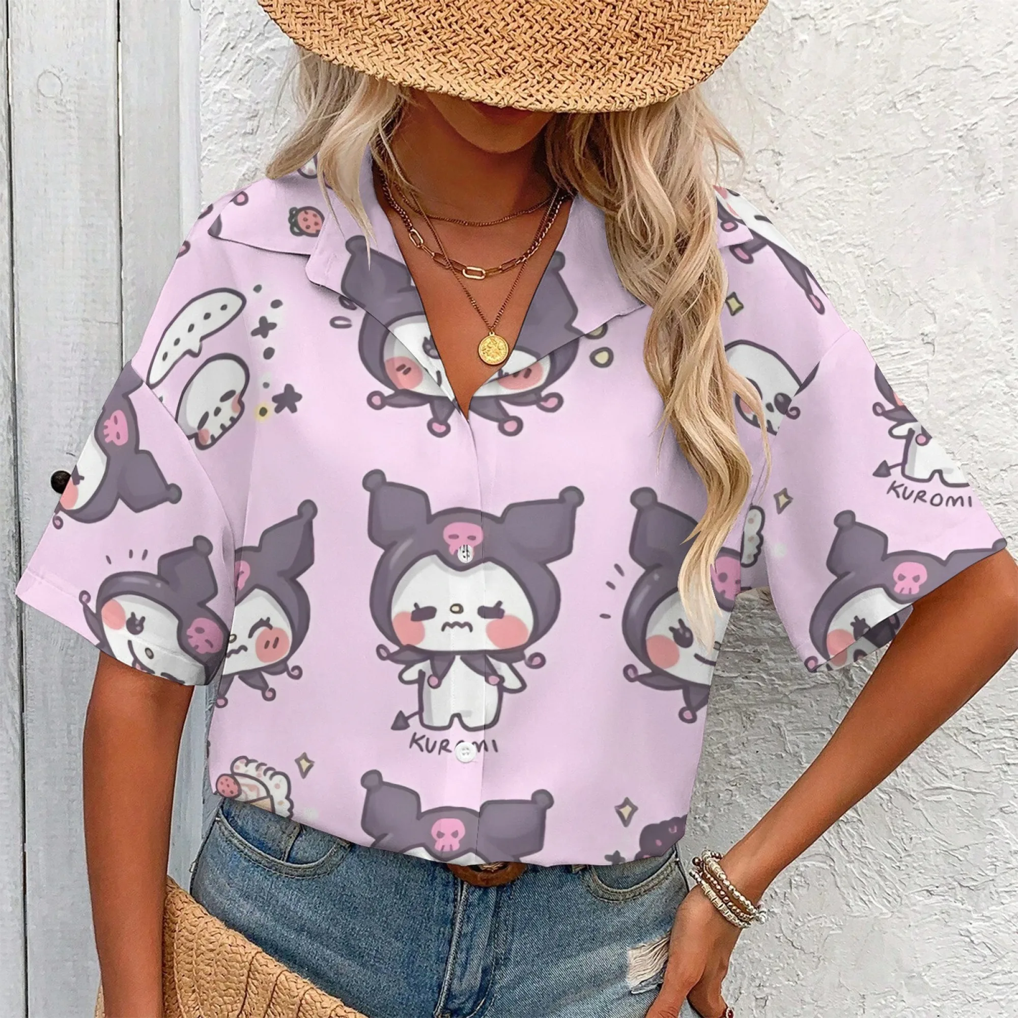 Kuromi Shirt Damen Kuromi Shirt Langarm Unisex Damen T-Shirt Damen Kleidung Koreanische beliebte Kleidung Damen Kleidung Y2k Top