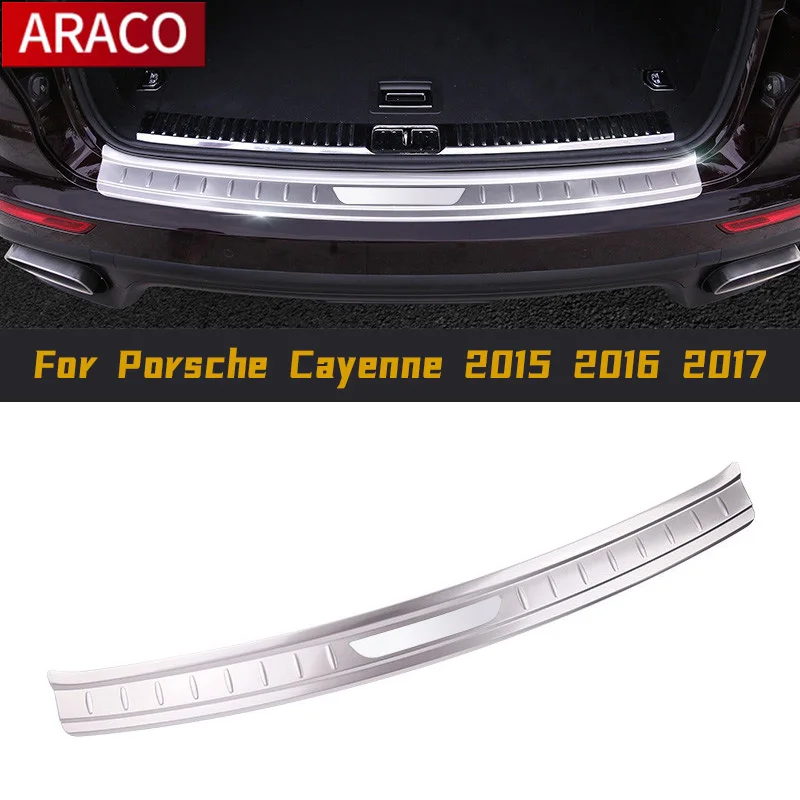 For Porsche Cayenne 2015 2016 2017 Styling Accessories Car Rear Bumper Cover Outer Trunk End Trim Sill Protection Plate