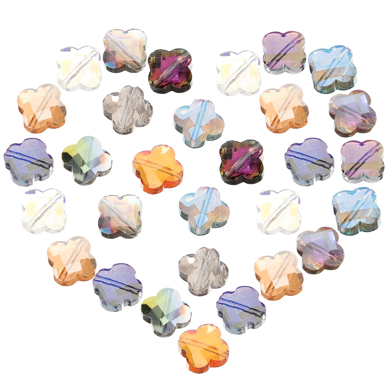 

30 Pcs 12mm Colorful Four Leaf Beads Glass Drilled Spacer DIY Jewelry Making Bracelets Crafts Safe Smooth