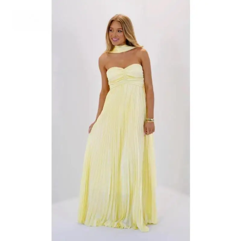 

Beautiful Women's Svel Long Dr with Saes Folded Faionable Ele Autumn Season Seven-Quarter Sve Set