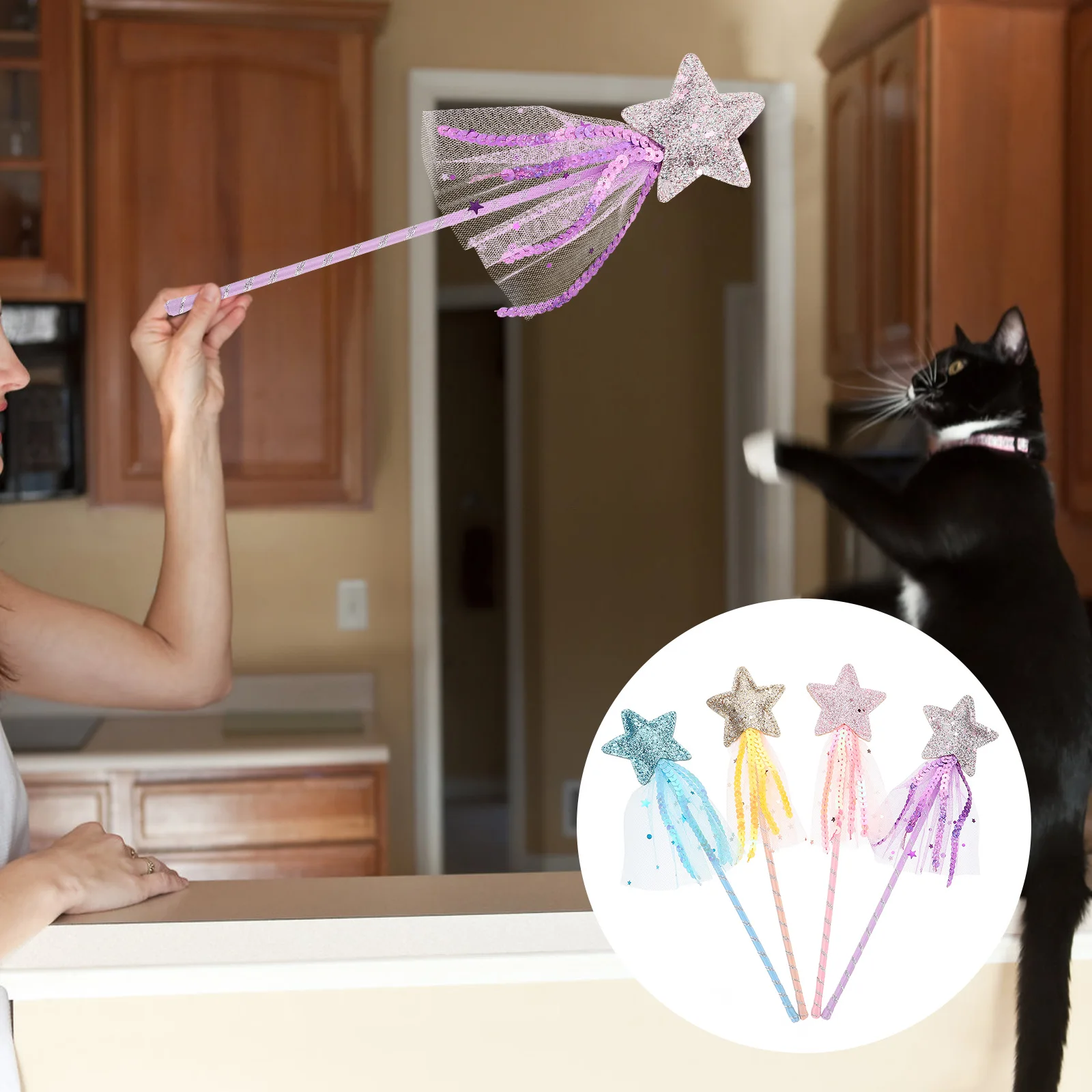 

4 Pcs Cat Teaser Princess Wands Party Favors Toy Toys Sports Fairy Child