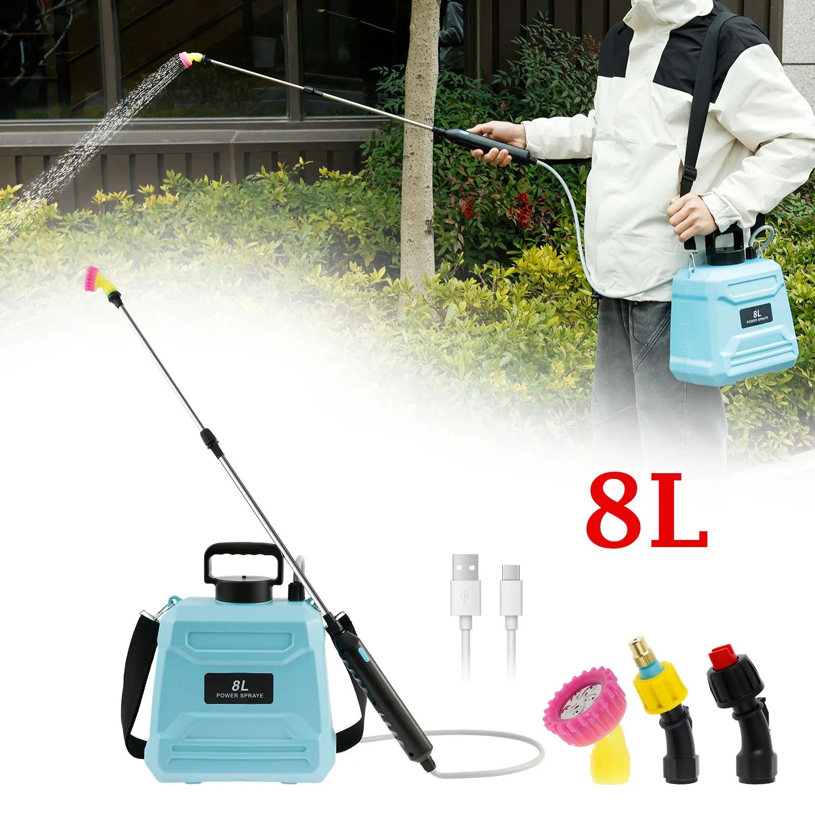 

Электрический опрыскиватель 5л/8л, инструмент для орошения садовых растений, электрический опрыскиватель с батарейным питанием, лейка с распылителем, садовый опрыскиватель