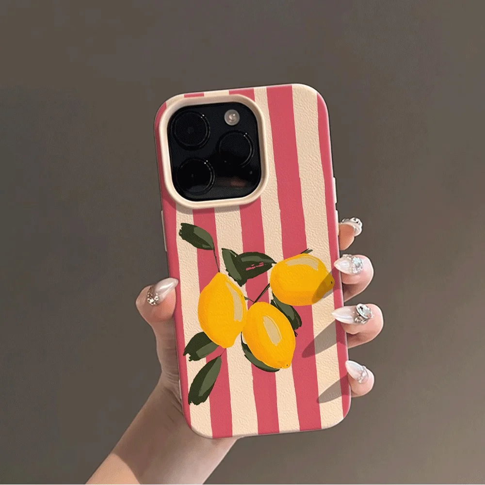 Koreanische Sommer-Zitronen-Ästhetik Handyhülle für iPhone 17 16 15 14 13 12 11 Pro Max Plus X XR Silikon Matt Weiche Schutzhülle – Detail 4