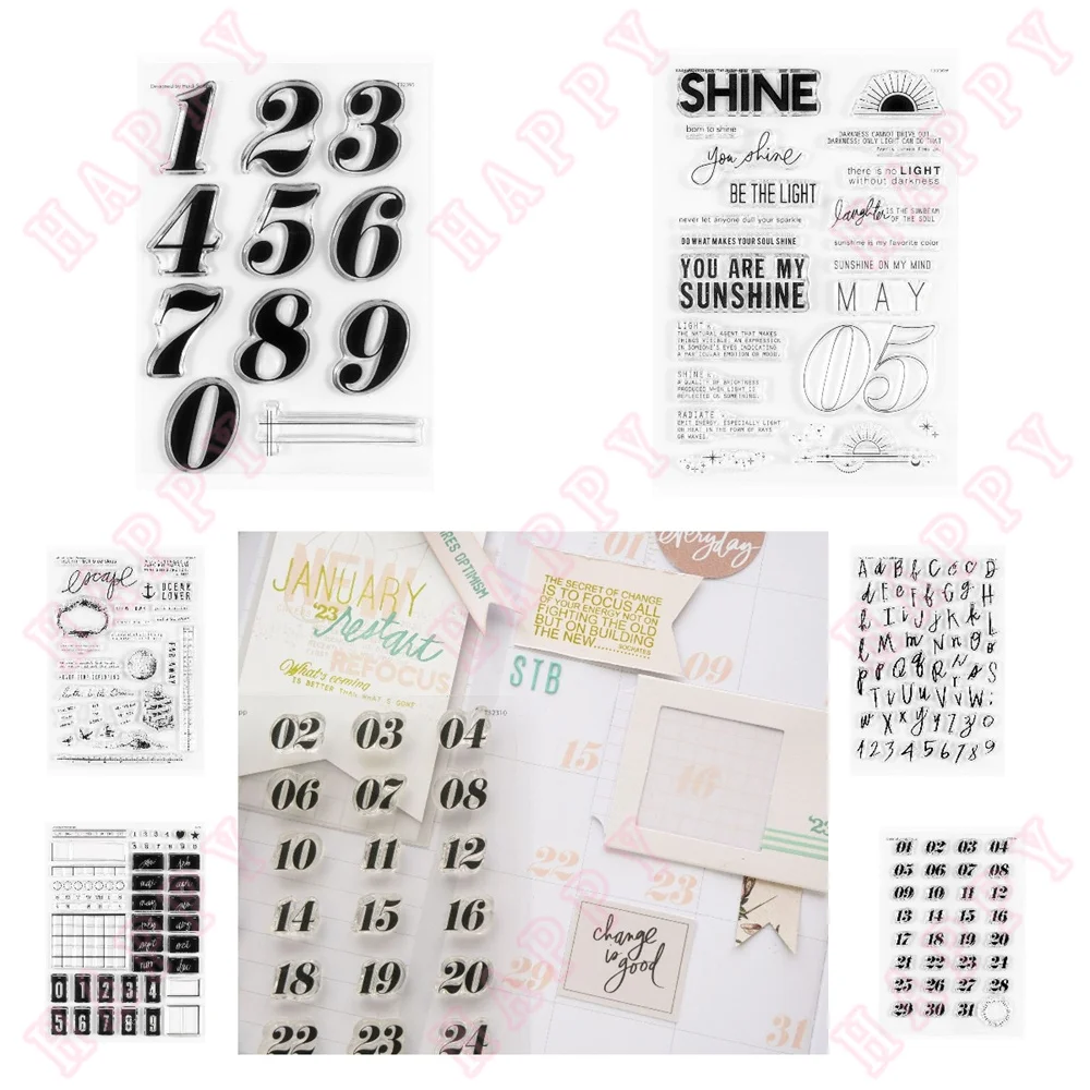 

Letters Numbers Clear Stamps Agenda Calendar Scrapbook Diary Decoration DIY Greet Card Handmade Paper Craft Embossing Template