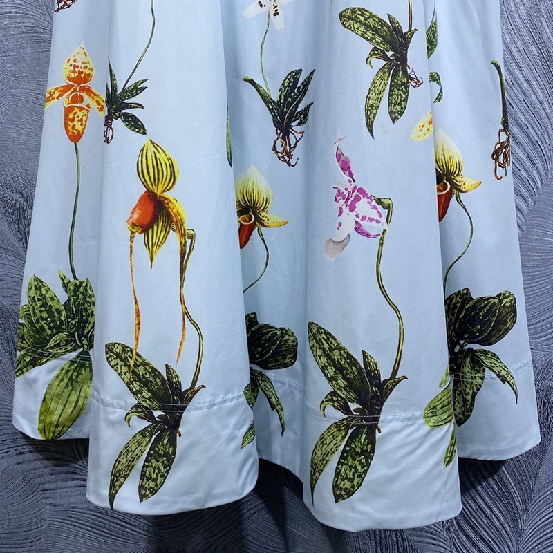 DLDENGHAN Katoenen Backless Jurk Voor Vrouwen Spaghetti Mouwloze Sjerpen Bloemenprint Strand Stijl Jurken Fashion Runway Nieuwe