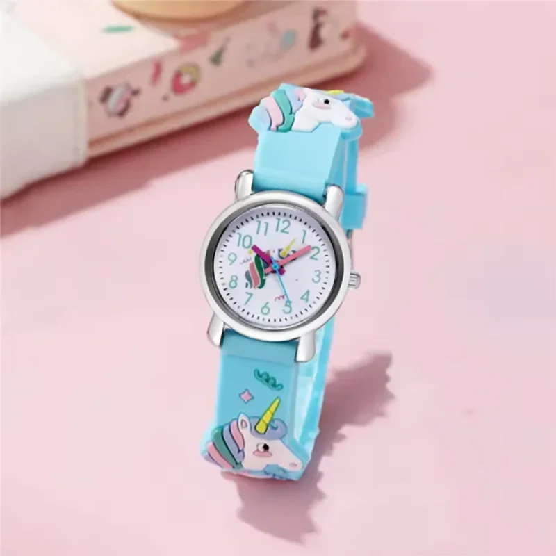 Cute Unicorn Pattern Children's Cartoon Watch Silicone Children's Watch Boys and Girls Cute Cartoon Quartz Watch
