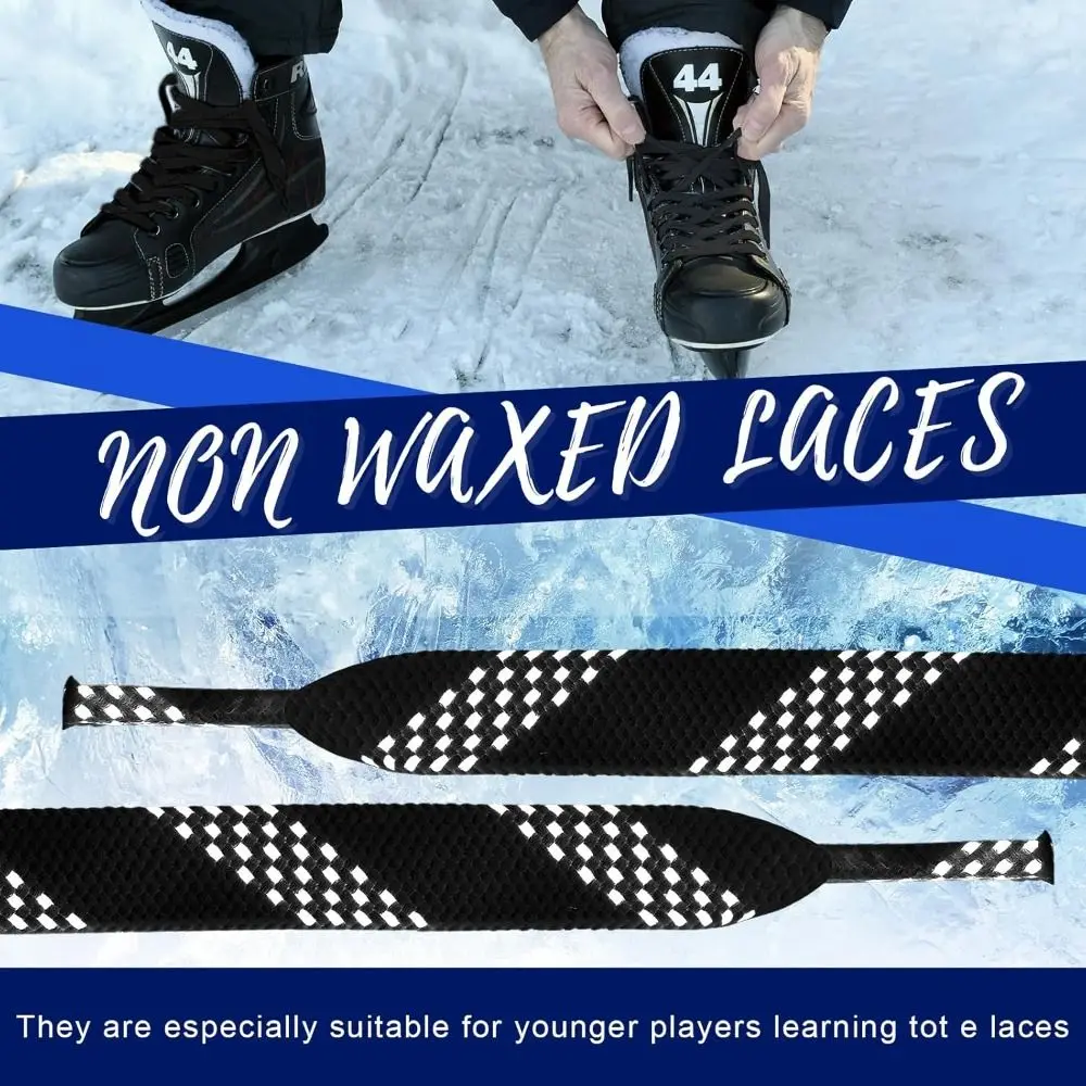 84/108inch Hockey Skate Laces Reinforced Waxed Tip Dual Layer Braid Hockey Laces Durable Skate Shoe Laces Ice Hockey