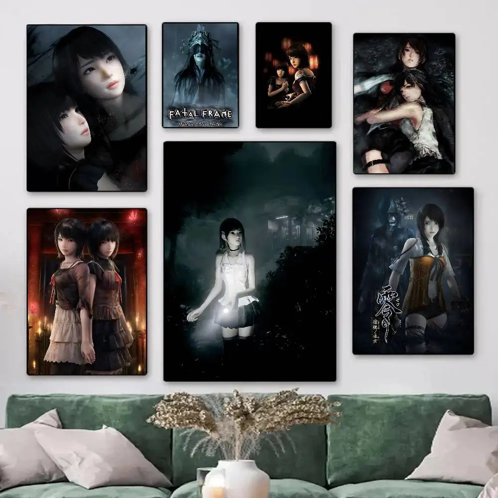 1 pôster de jogo de terror em vídeo F-Fatal Frame, impressão HD, arte de parede vintage para decoração de casa e sala de estudo.