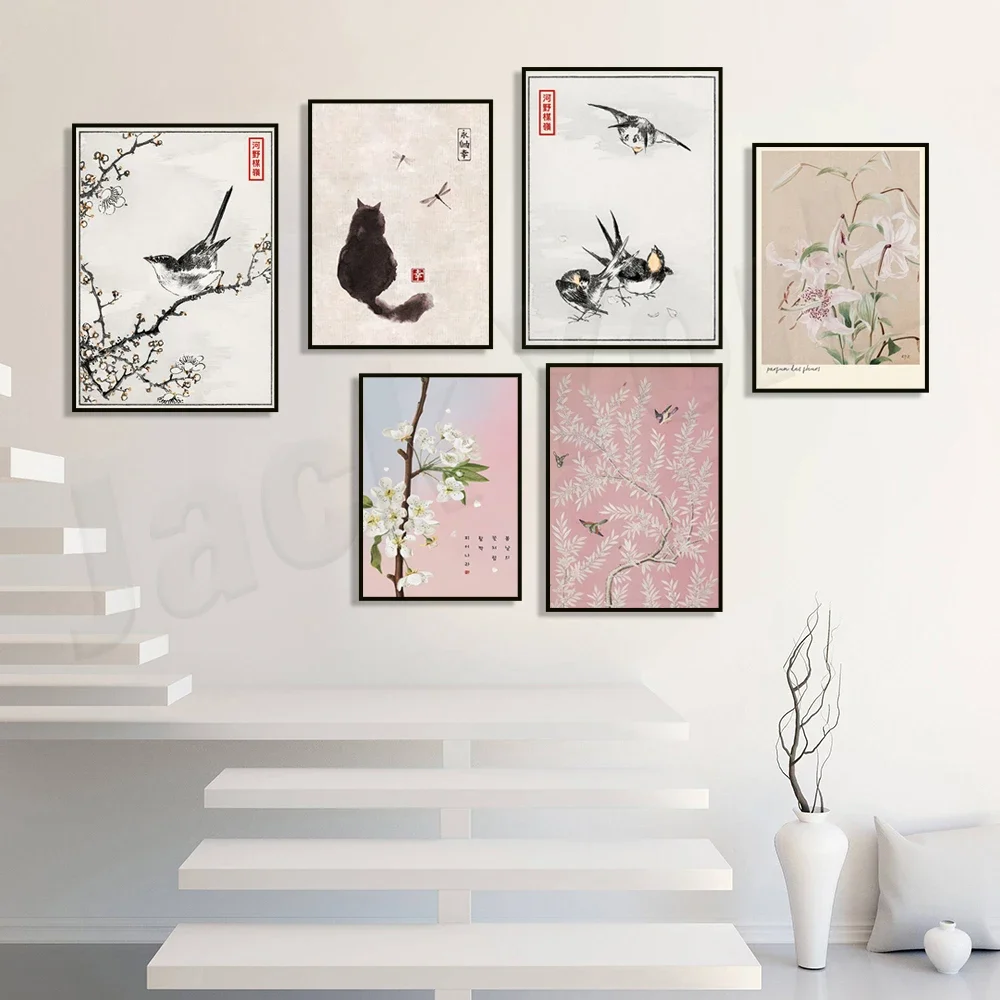 Japanese Art, Crane, Swan, Butterfly, Swab Art, Bird Art, Cat Art, Floral Poster Wall Decor, Matisse Art, Vintage Japanese Poste