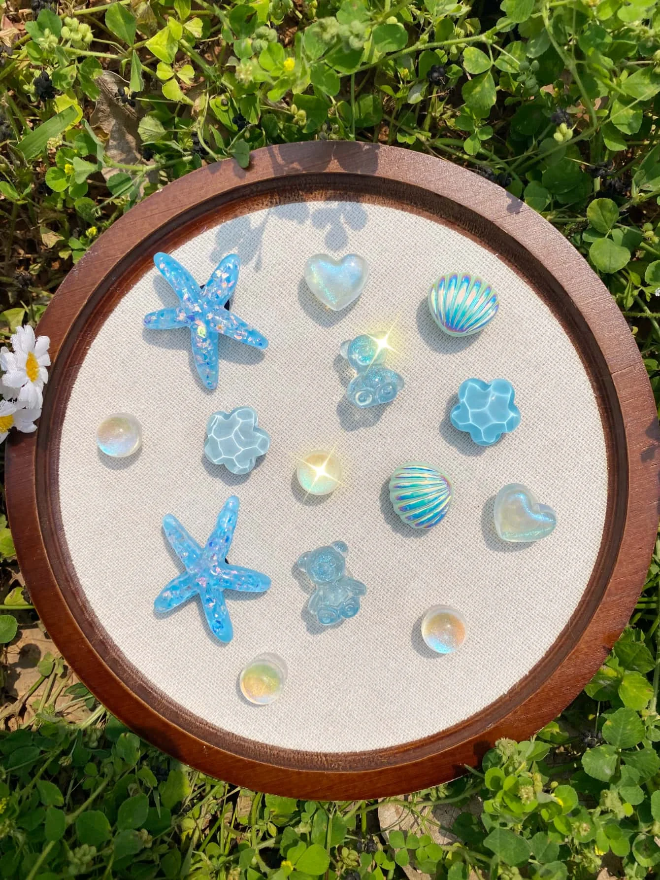 14pcs Fashion Blue Shell & Starfish DIY Detachable Shoe Char