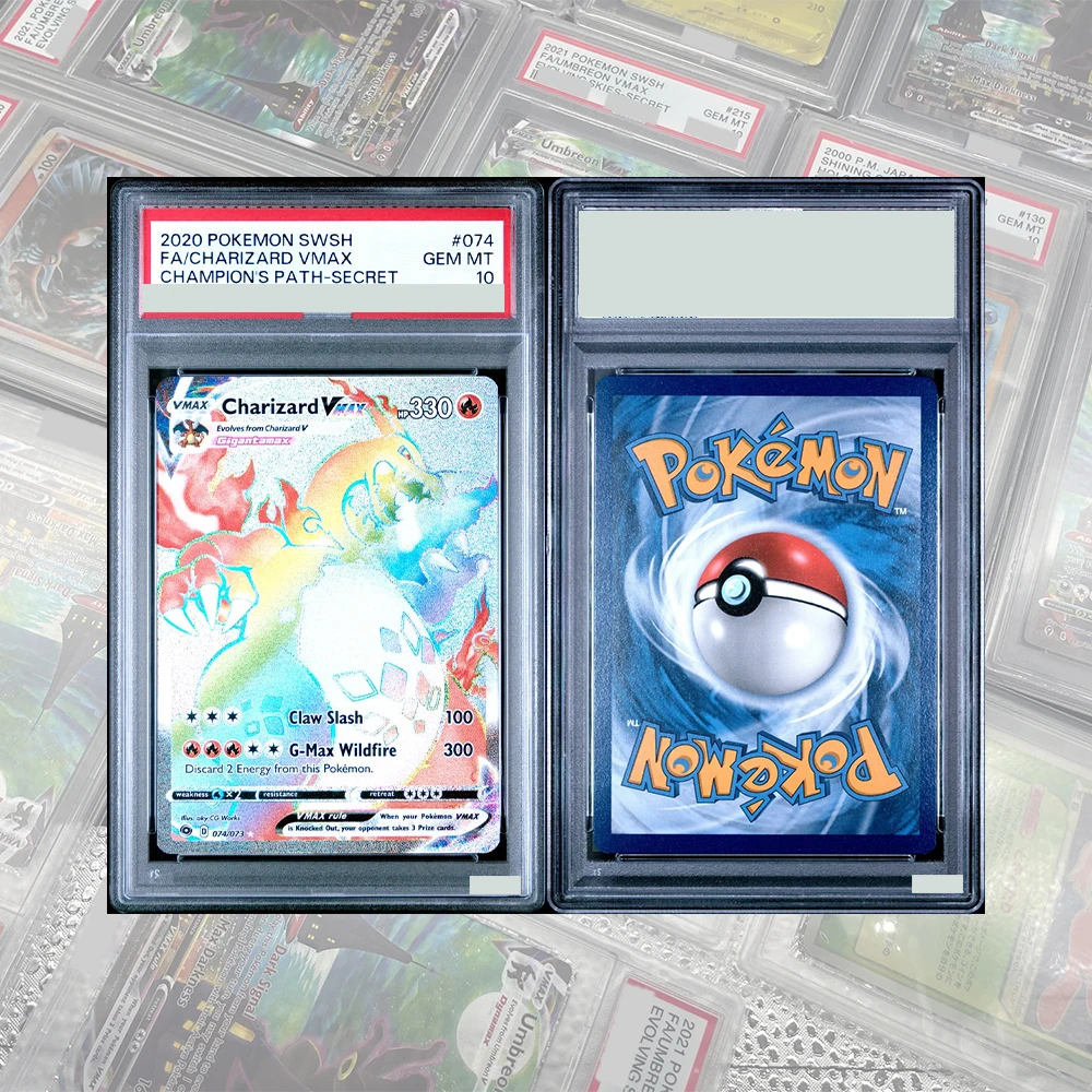 Diy proxy ptcg cartão de coleção classificado 2020 swsh fa charizard vmax 074/073 caminho do campeão segredo gem mt10 etiqueta holográfica presente