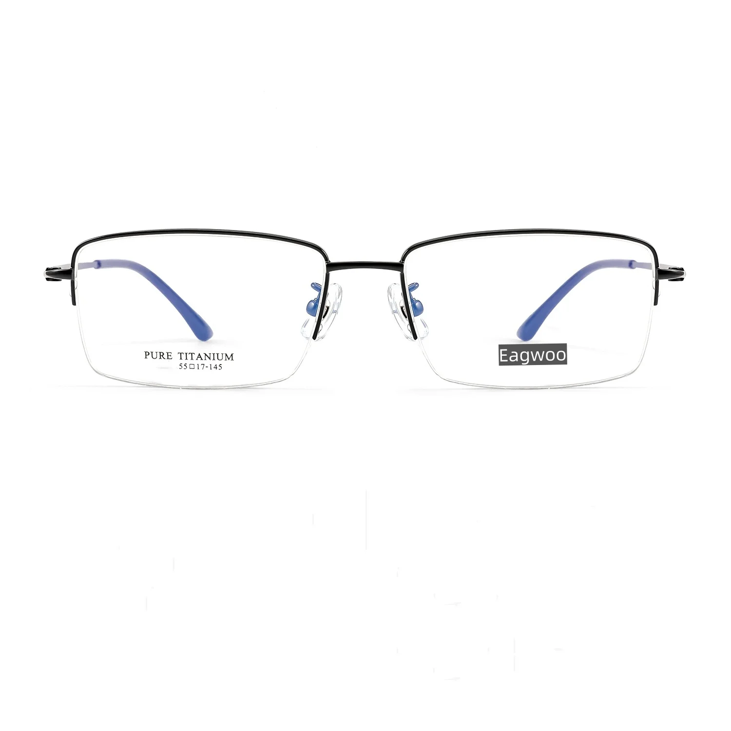 Pure Titanium Eyeglasses Half Rim Optical Frame Prescription Spectacle 55mm Wide Medium To Big Face Suitable