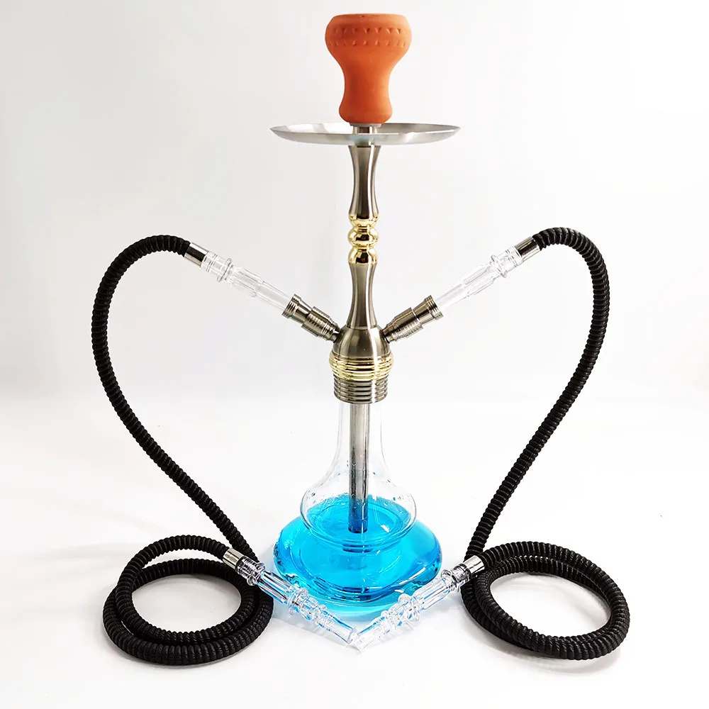 

Aluminum Alloy Arabian Hookah Set, Double Pipe Glass Shisha, Glass Hooka for Smoking, Chicha Accessories, Complete Accessories