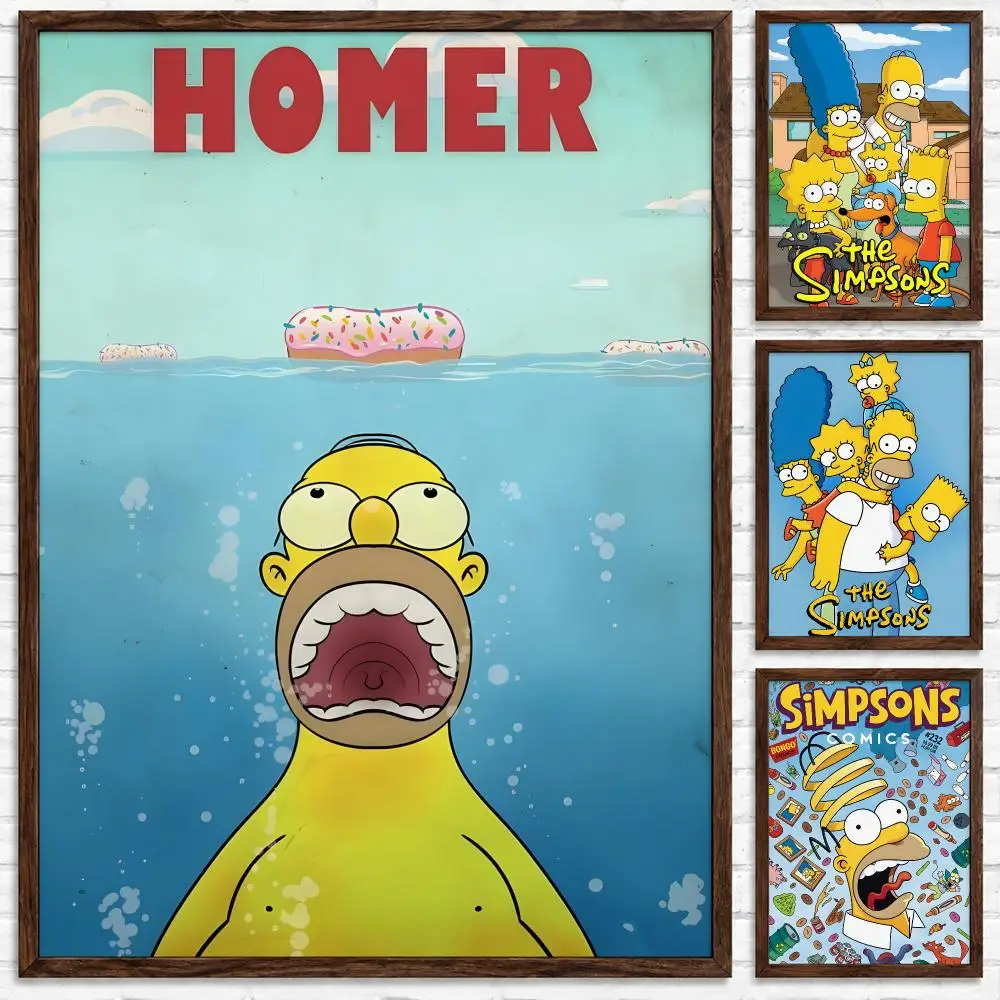 Satirical Adult Cartoon The Simpsons Poster Self‑Adhesive Waterproof Poster Sticker Coffee House Bar Wall Art Home Decor