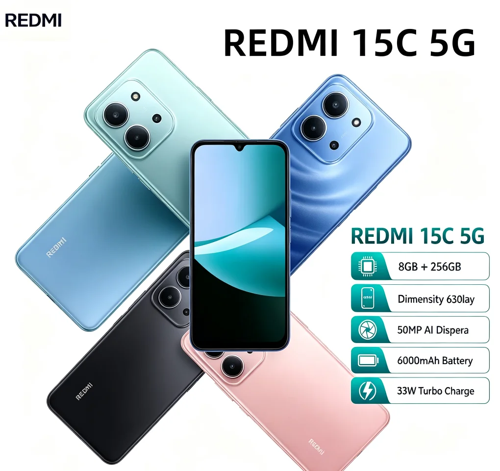 Hot Item 2026 Budget Redmi 15C Android Mobile Phone 8+256GB Built‑in Storage Dual‑SIM Dual Standby Brand New Global Unlocked