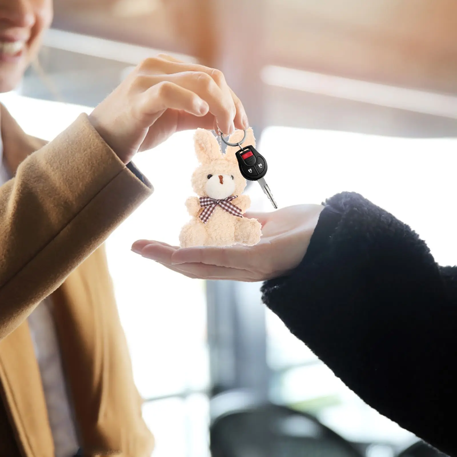 8 Pcs Mini Pendant Rabbit Keychian Bunny Cartoon Key Kids Easter Soft Rabbit Key Gifts Mini