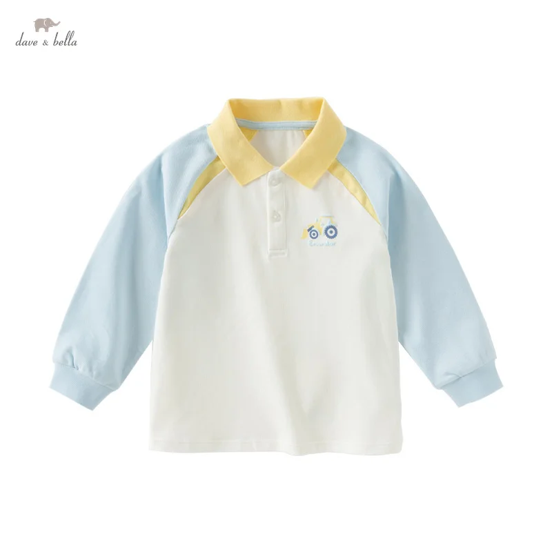 

Dave Bella Spring Autumn Boys' Polo Shirt Long Sleeve Casual Cotton T-shirt Kids Sky Blue Outdoor Polo Shirt Top DB1250265