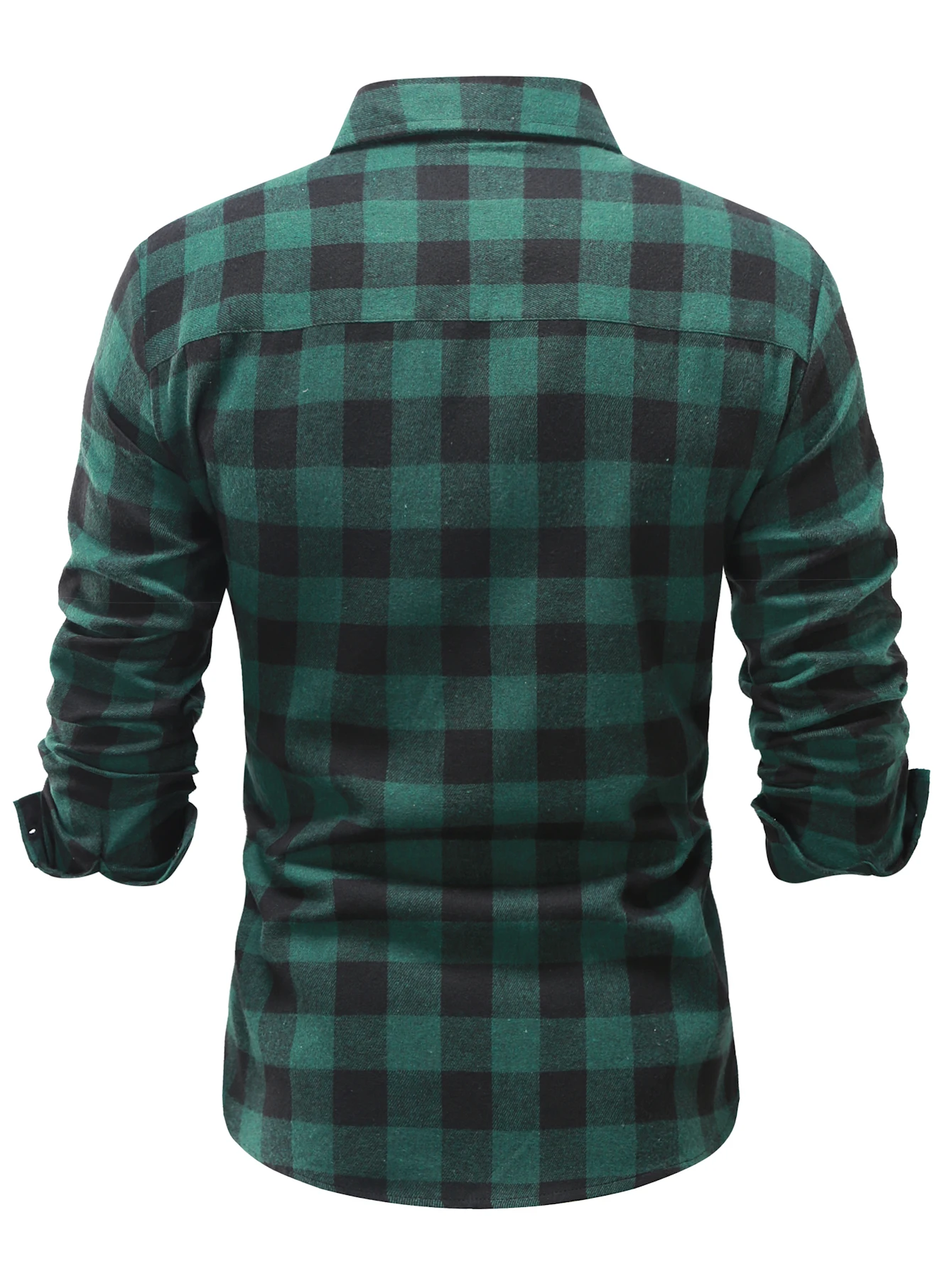 Classic Plaid Pattern Men\'s Casual Long Sleeve Button Up Shirt with Chest Pocket, Spring Fall, Men\'s Clothing