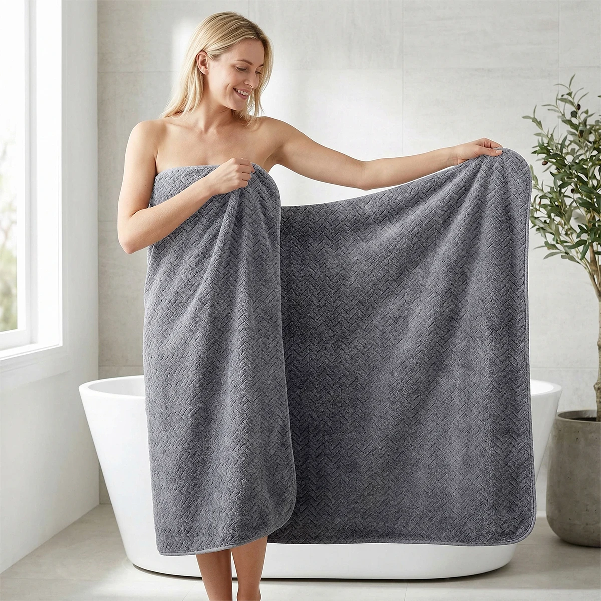 1 Thick, Extra-Large Quick-Drying Towel, 105*180cm, Enlarged and Thickened Bath Towel, Soft, Comfortable, Skin-Friendly, Quick-Drying, Suitable for Bathing, Swimming, Spa, Salon, Etc