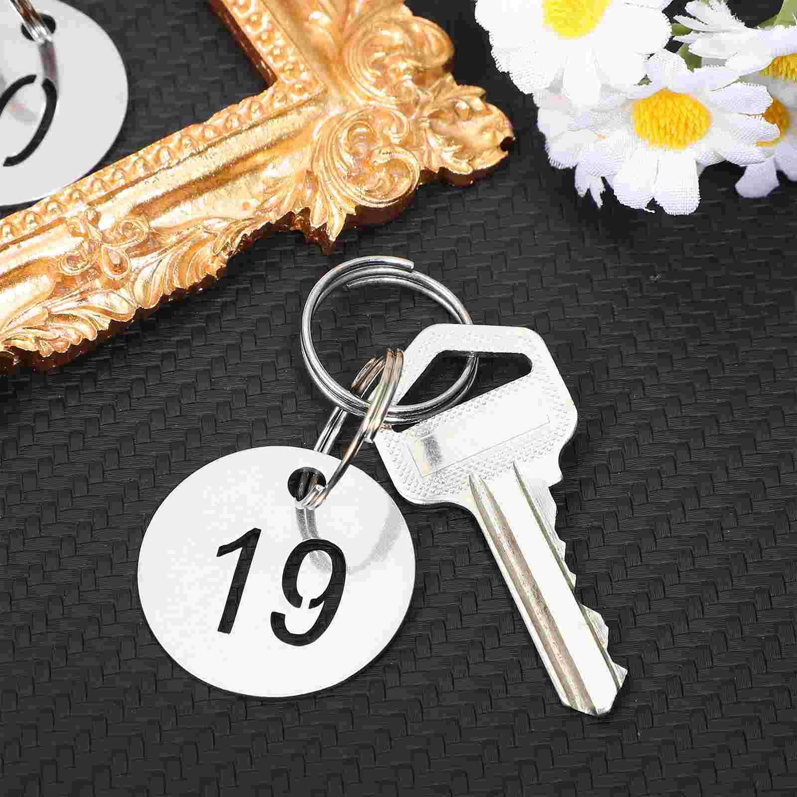 25 Pcs Number Plate Key Chain Tag Markers Locker Numbered Tags Luggage Stainless Steel Plates With Ring Id Toddler Metal