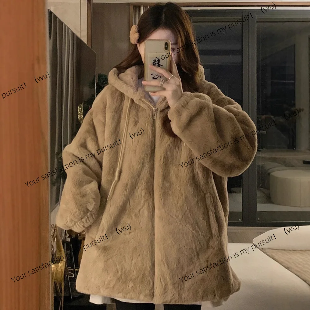 เสื้อโค้ทขนแกะสำหรับผู้หญิง ฤดูใบไม้ร่วงและฤดูหนาว ผ้าฟลีซหนานุ่ม ให้ความรู้สึกหรูหรา บุผ้าฝ้ายอย่างดี