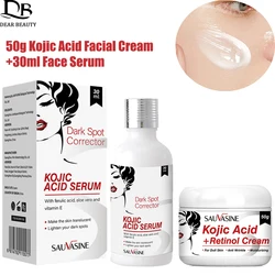 Kojic Acid Face Cream Facial Serum Fade Dark Spots Brightening Skin Whitening Freckle Cream Repair Essence Anti-Aging Skin Care