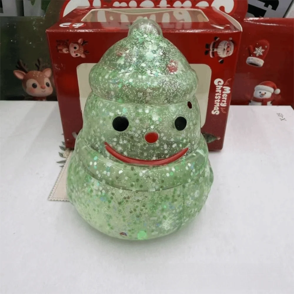 TPR Christmas Squishy Toy Multicolor Glitter Squeezable Christmas Squishy Ornament Santa Claus Shape Festive Shapes