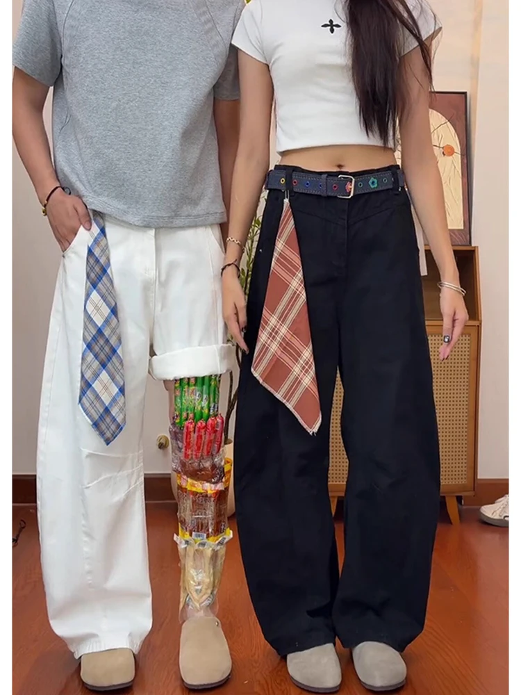 

Cleanfit Plaid Scarf American Sle Men's Jeans High Waist Straight Leg Vintage Slim Fit with Knife Detail