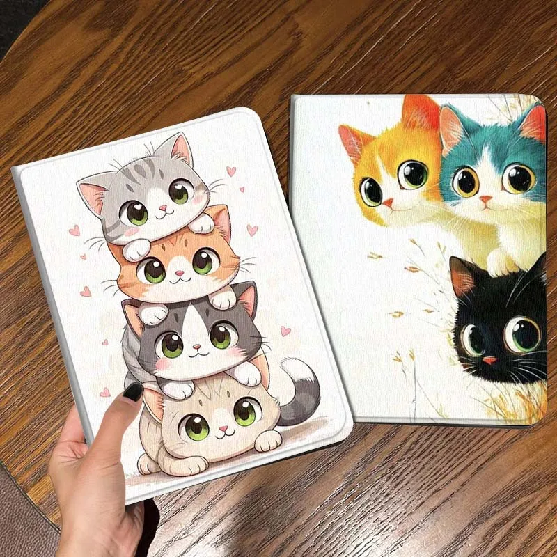 

Cartoon Cute Art Cat For iPad Pro Air Mini 2 3 4 5 6 7 6th 7th 10th 11th 10.2 9.7 10.5 11 Foldable Tablet Case Gift