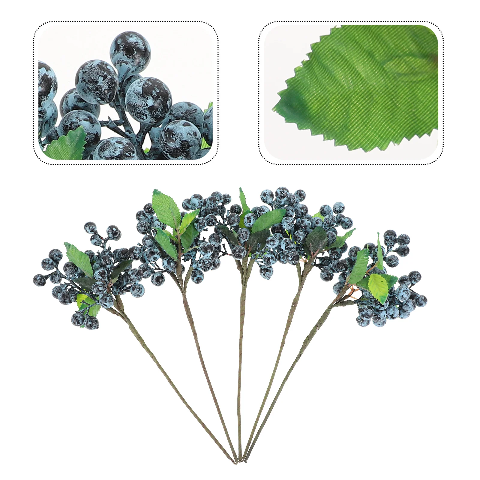 

5 Pcs Artificial Berries Christmas Supplies Simulation Berry Branch Blueberry Stem Decor Simulated Branches Stems