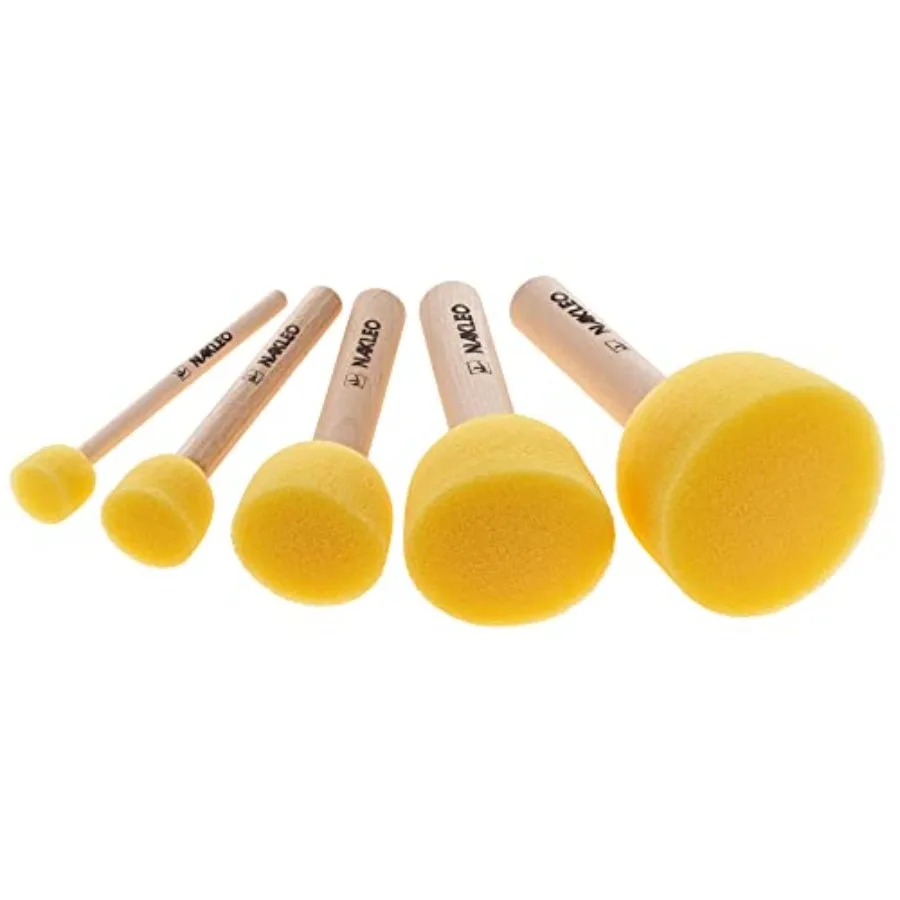 

Foam Stencil Stippling Brush Set, 5 Pcs Round Sponges Stippler 0.4", 0.8", 1", 1.6", 2", Wooden Handle Paint Brushes DIY Arts a
