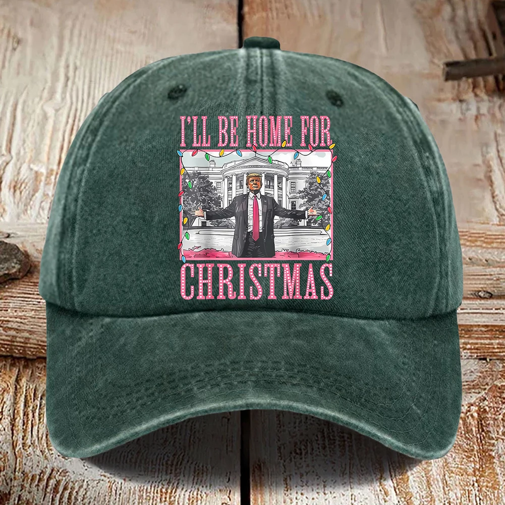 Trump Hat Comfortable President Hat Adjustable Distressed Cap Christmas Themed Breathable Dad Hat for Men Women